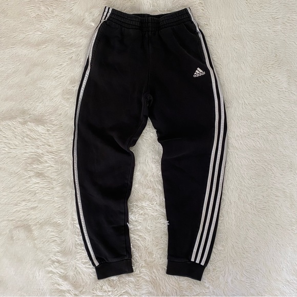 adidas Pants - Retro Adidas 3 stripe sweatpants / joggers - black & white stripes